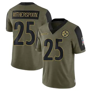 Ahkello Witherspoon Pittsburgh Steelers Men's Limited 2021 Salute To Service Nike Jersey - Olive