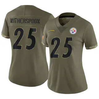 Ahkello Witherspoon Pittsburgh Steelers Women's Limited 2022 Salute To Service Nike Jersey - Olive