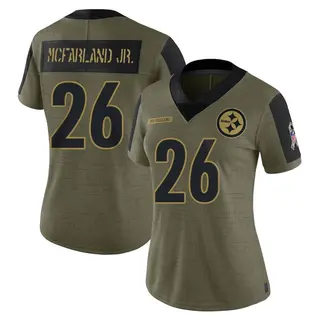 Anthony McFarland Jr. Pittsburgh Steelers Women's Limited 2021 Salute To Service Nike Jersey - Olive