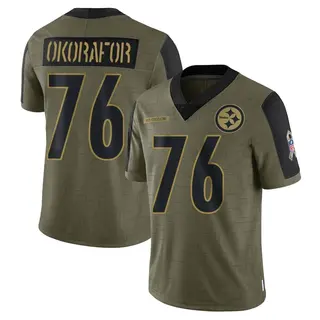 Chukwuma Okorafor Pittsburgh Steelers Men's Limited 2021 Salute To Service Nike Jersey - Olive