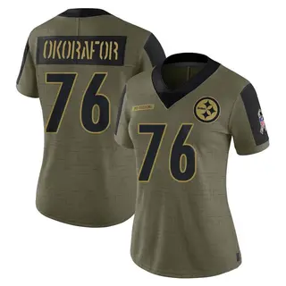 Chukwuma Okorafor Pittsburgh Steelers Women's Limited 2021 Salute To Service Nike Jersey - Olive