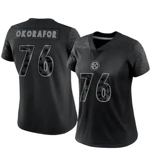 Chukwuma Okorafor Pittsburgh Steelers Women's Limited Reflective Nike Jersey - Black