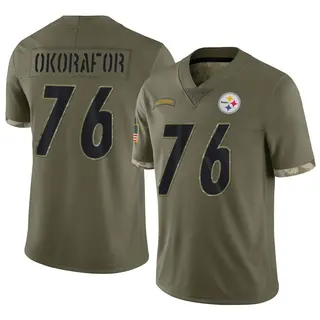 Chukwuma Okorafor Pittsburgh Steelers Youth Limited 2022 Salute To Service Nike Jersey - Olive