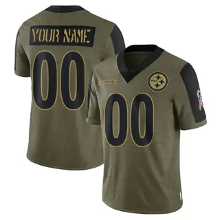 Custom Pittsburgh Steelers Men's Limited Custom 2021 Salute To Service Nike Jersey - Olive