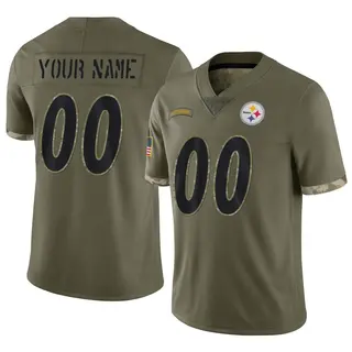 Custom Pittsburgh Steelers Men's Limited Custom 2022 Salute To Service Nike Jersey - Olive