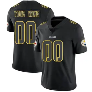 Custom Pittsburgh Steelers Men's Limited Custom Nike Jersey - Black Impact