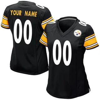 Custom Pittsburgh Steelers Women's Game Custom Team Color Nike Jersey - Black