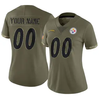 Custom Pittsburgh Steelers Women's Limited Custom 2022 Salute To Service Nike Jersey - Olive