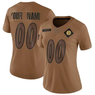 Custom Pittsburgh Steelers Women's Limited Custom 2023 Salute To Service Nike Jersey - Brown