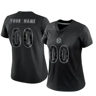 Custom Pittsburgh Steelers Women's Limited Custom Reflective Nike Jersey - Black