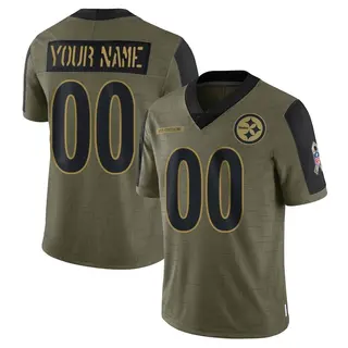 Custom Pittsburgh Steelers Youth Limited Custom 2021 Salute To Service Nike Jersey - Olive