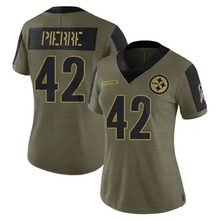 James Pierre Pittsburgh Steelers Women's Limited 2021 Salute To Service Nike Jersey - Olive