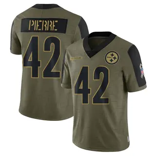 James Pierre Pittsburgh Steelers Youth Limited 2021 Salute To Service Nike Jersey - Olive