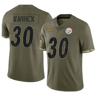 Jaylen Warren Pittsburgh Steelers Men's Limited 2022 Salute To Service Nike Jersey - Olive