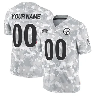 Men's Custom Pittsburgh Steelers Men's Limited Custom Arctic Camo 2024 Salute to Service Nike Jersey