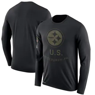 Men's Pittsburgh Steelers Black 2018 Salute to Service Sideline Legend Performance Long Sleeve T-Shirt