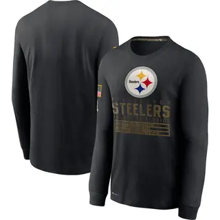 Men's Pittsburgh Steelers Black 2020 Salute to Service Sideline Performance Long Sleeve T-Shirt