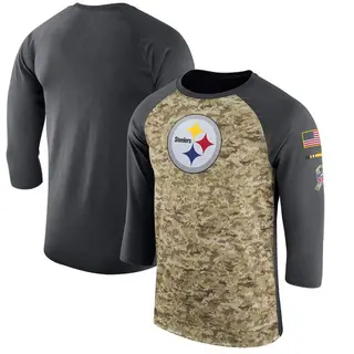 Men's Pittsburgh Steelers Camo/Anthracite Salute to Service Sideline Legend Performance Three-Quarter Sleeve T-Shirt