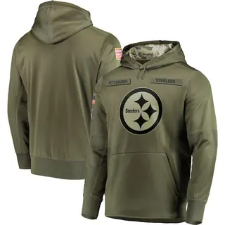 Men's Pittsburgh Steelers Olive 2018 Salute to Service Sideline Therma Performance Pullover Hoodie