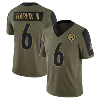 Pressley Harvin III Pittsburgh Steelers Youth Limited 2021 Salute To Service Nike Jersey - Olive