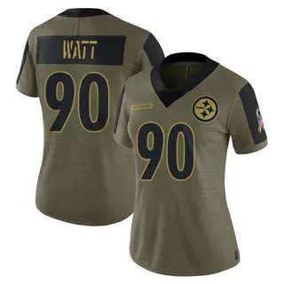 T.J. Watt Pittsburgh Steelers Women's Limited 2021 Salute To Service Nike Jersey - Olive