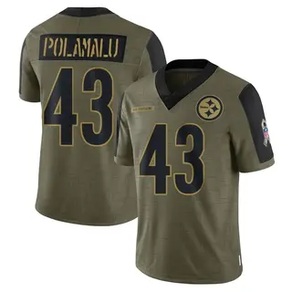 Troy Polamalu Pittsburgh Steelers Men's Limited 2021 Salute To Service Nike Jersey - Olive