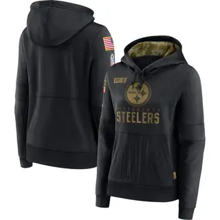 Women's Pittsburgh Steelers Black 2020 Salute to Service Performance Pullover Hoodie