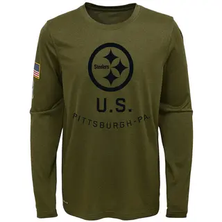 Youth Pittsburgh Steelers Olive 2018 Salute to Service Legend Performance Long Sleeve T-Shirt